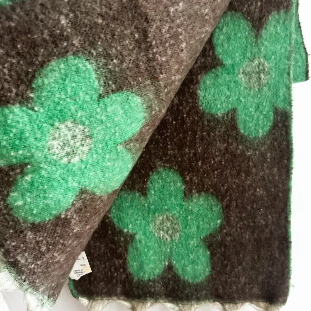 Green Floral Cozy Reversible Large Massive Scarf